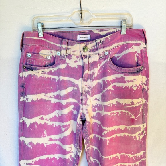 True Religion x Everyone Elijah Popo OOAK Bleach Dyed washed Pink Denim Jeans 34 - Picture 6 of 10